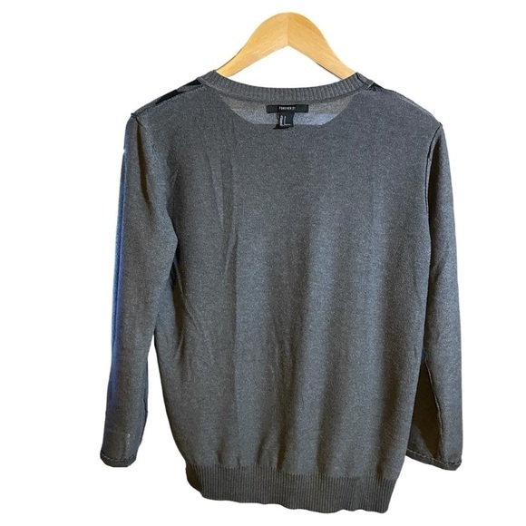 Forever 21 Sweater Women’s Crew-neck Grey-black Houndstooth Print Size L - Picture 8 of 12